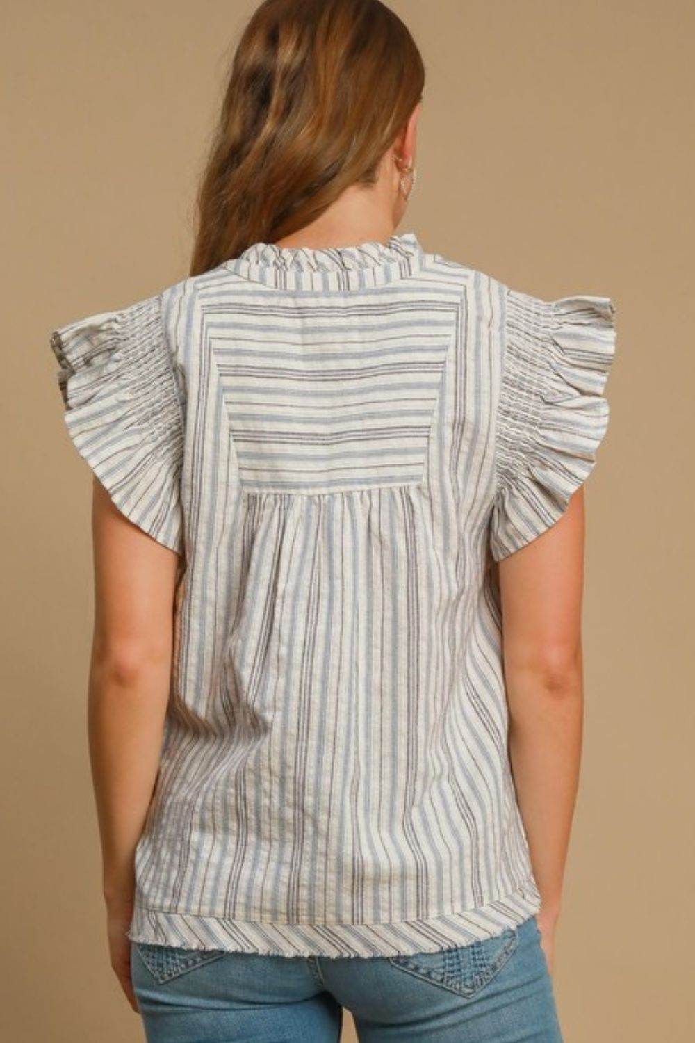 Umgee Full Size Striped Babydoll Top Plus Size - Shop Style & More | Fresh Looks, Everyday Deals & Free Shipping