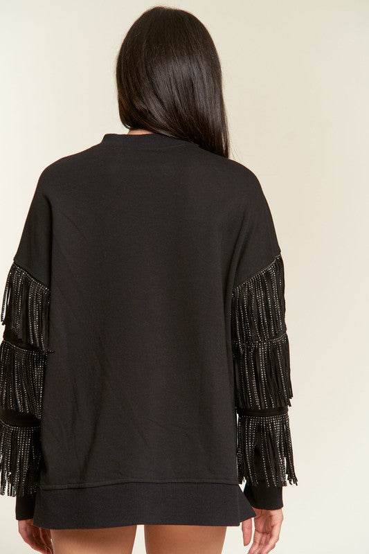 Silver studded fringe sleeve top PLUS JJT5009P - Shop Style & More | Fresh Looks, Everyday Deals & Free Shipping