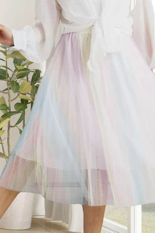 ADORA Unicorn Pleated Mesh Flare Midi Skirt - Shop Style & More | Fresh Looks, Everyday Deals & Free Shipping