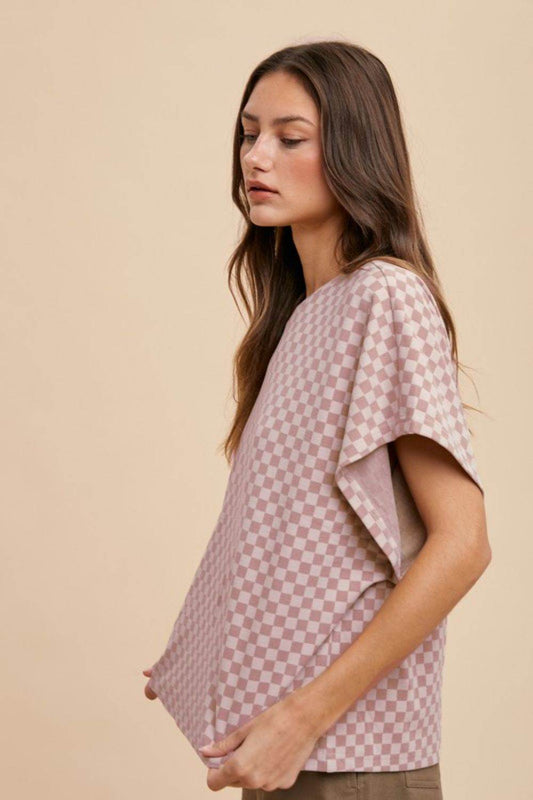 Annie Wear Checkered Round Neck Short Sleeve T-Shirt - Shop Style & More | Fresh Looks, Everyday Deals & Free Shipping
