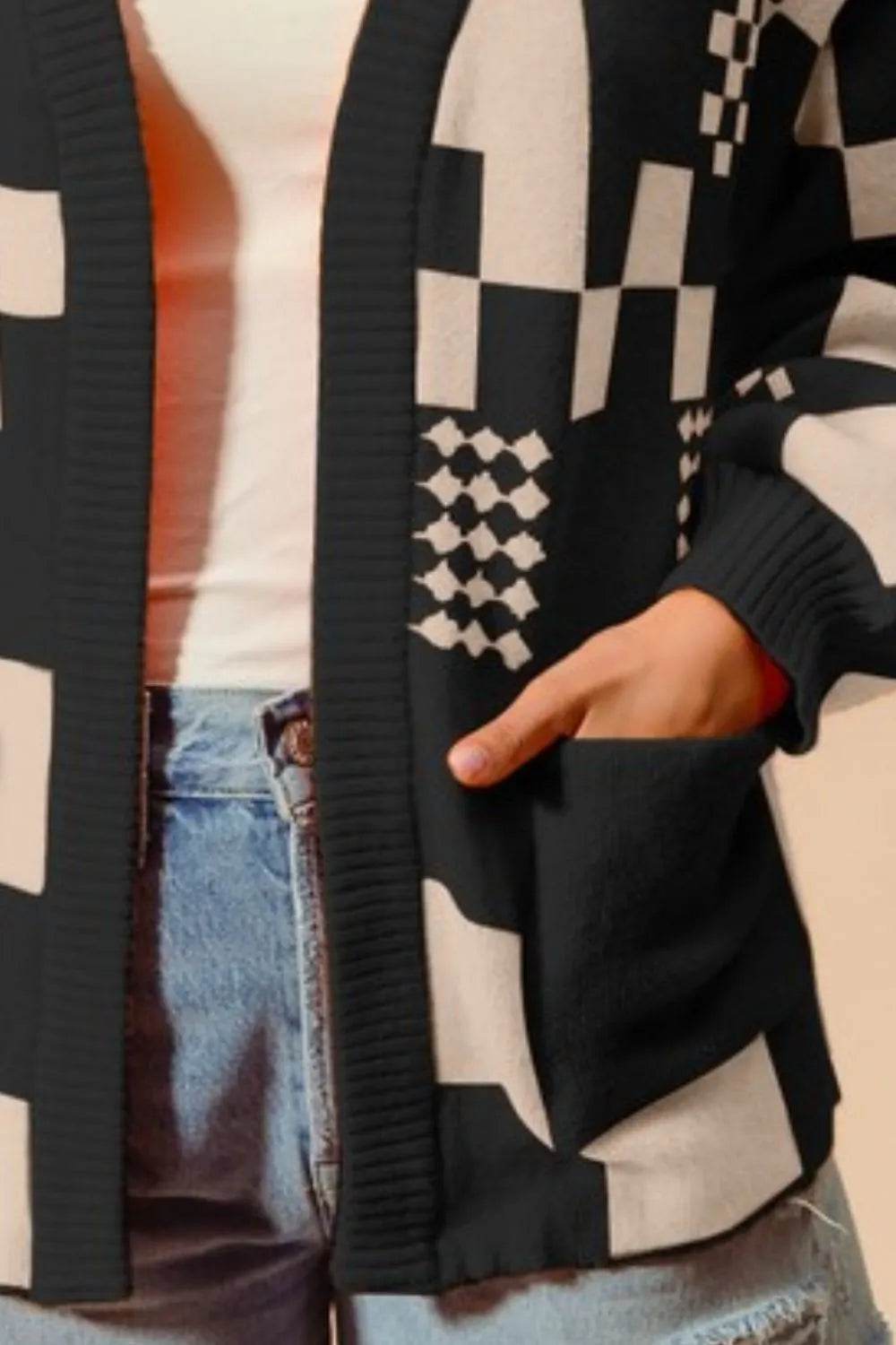 SO ME Checkered Open Front Cardigan with Pockets - Shop Style & More | Fresh Looks, Everyday Deals & Free Shipping