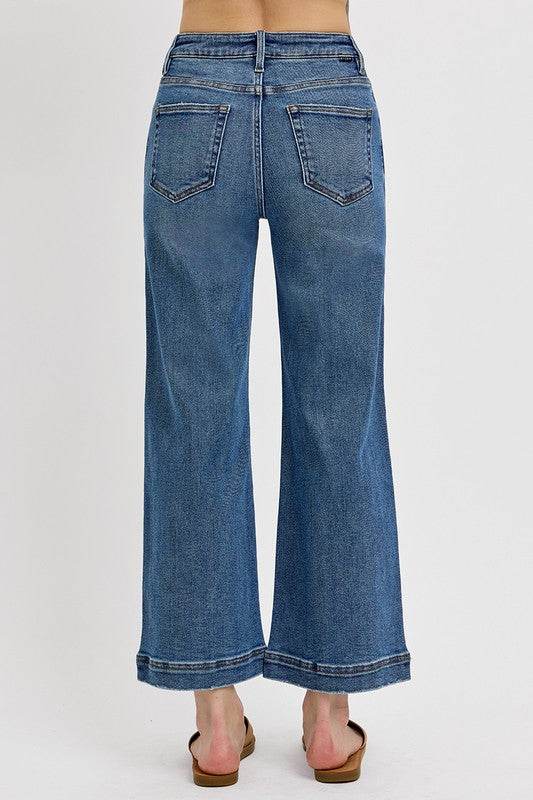 RISEN Full Size High Rise Crop Wide Leg Front Yoke Detail Jeans Plus Size - Shop Style & More | Fresh Looks, Everyday Deals & Free Shipping
