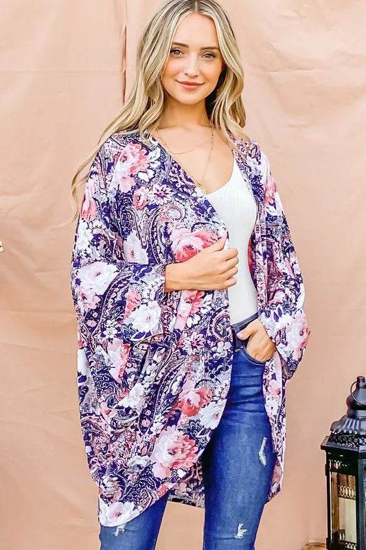 And The Why Floral Print Dolman Sleeve Kimono Cardigan - Shop Style & More | Fresh Looks, Everyday Deals & Free Shipping
