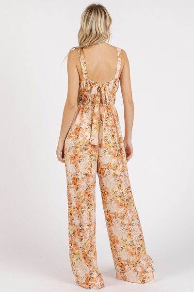 Mittoshop Flower Print Jumpsuit - Gathered Bust Sleeveless Style - Shop Style & More | Fresh Looks, Everyday Deals & Free Shipping