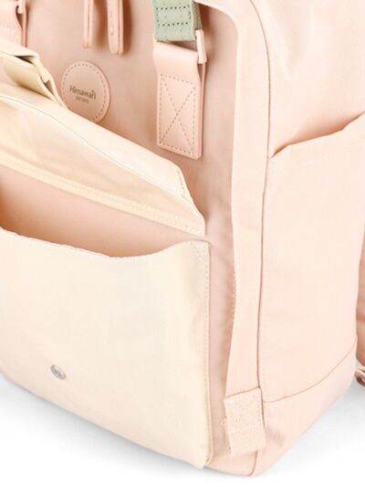 Himawari Contrast Waterproof Canvas Backpack Bag with Round Label - Shop Style & More | Fresh Looks, Everyday Deals & Free Shipping