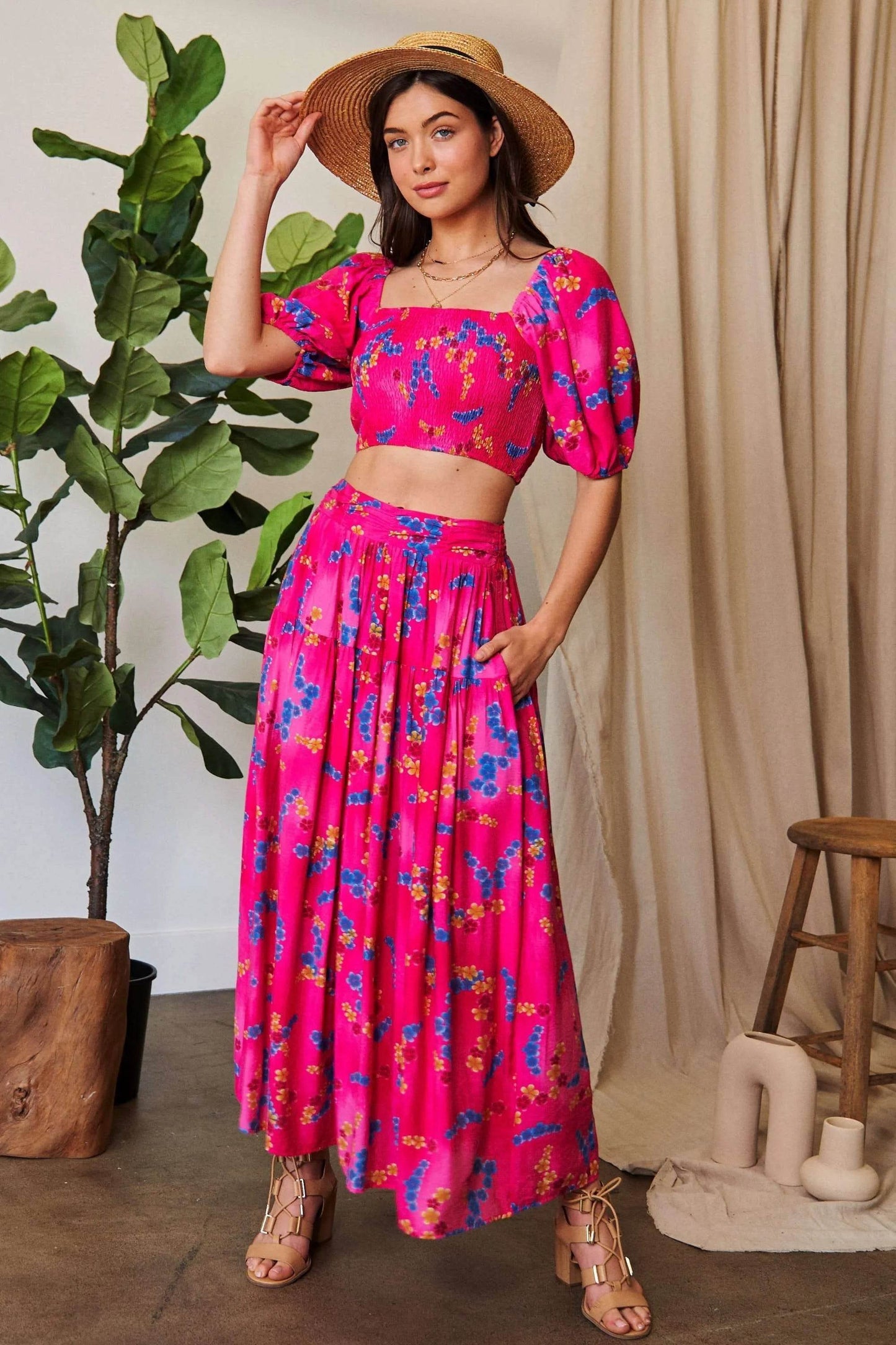 Davi & Dani Printed Smocking Waistband Ruffled Maxi Skirt - Shop Style & More | Fresh Looks, Everyday Deals & Free Shipping