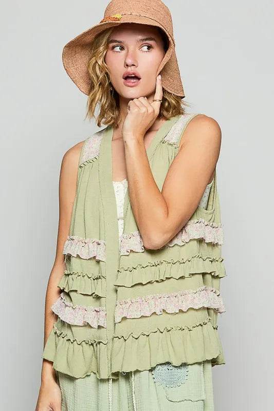 POL Ruffled Open Front Sleeveless Cardigan - Shop Style & More | Fresh Looks, Everyday Deals & Free Shipping