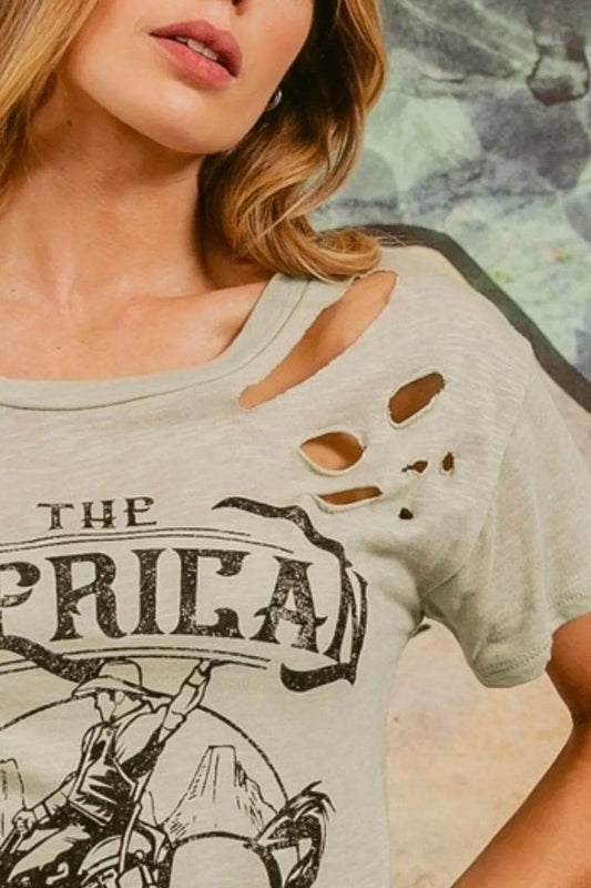 BiBi Cotton Slub Laser Top American Cow Boy Graphic - Shop Style & More | Fresh Looks, Everyday Deals & Free Shipping