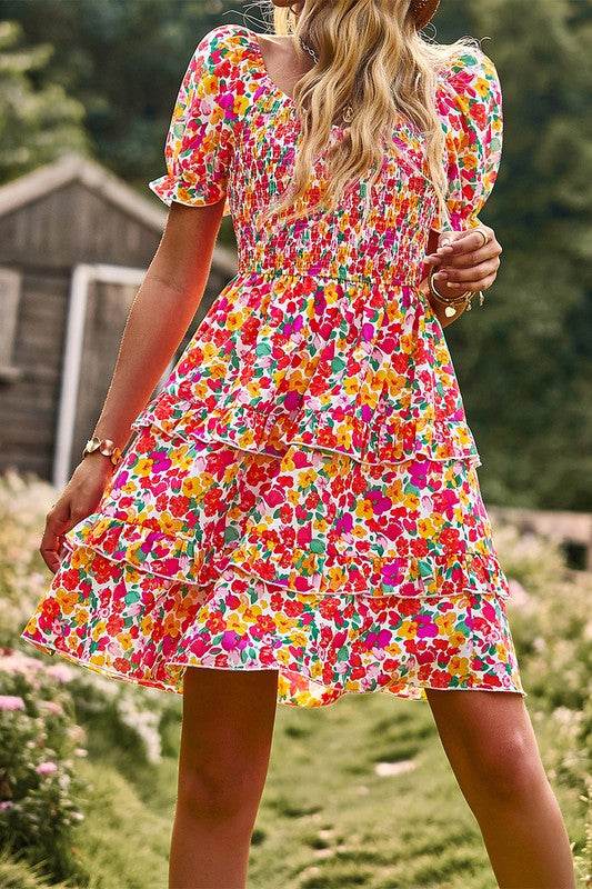 Floral Print Off Shoulder Flounce Sleeve Ruffle He - Shop Style & More | Fresh Looks, Everyday Deals & Free Shipping