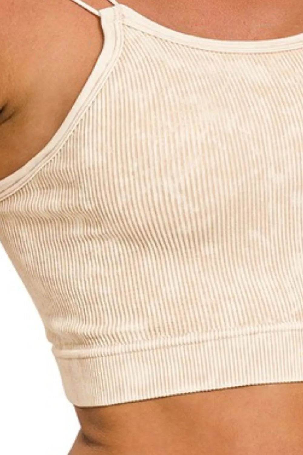 Zenana Washed Ribbed Seamless Double Strap Brami - Shop Style & More | Fresh Looks, Everyday Deals & Free Shipping
