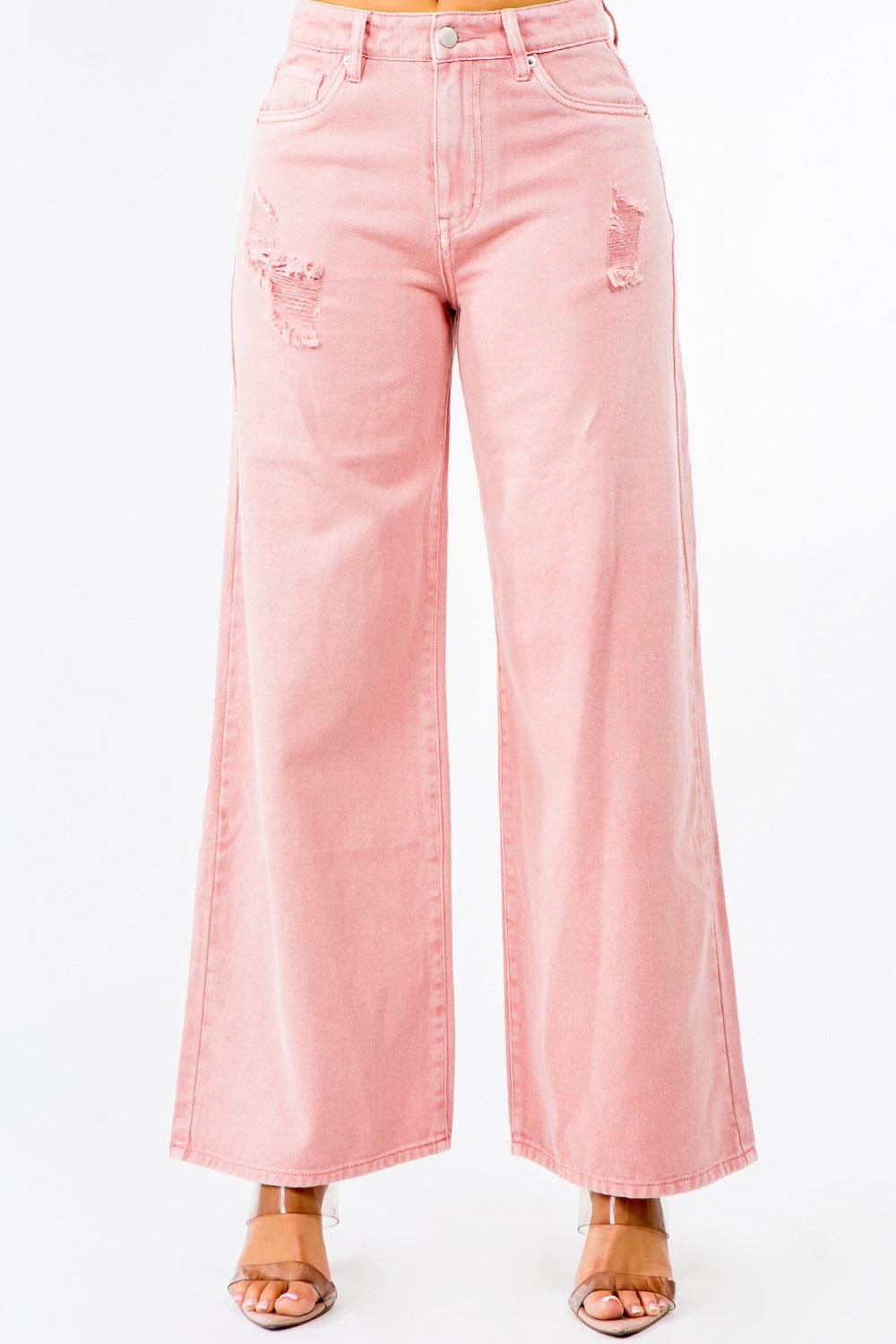 American Bazi High Waist Distressed Wide Leg Jeans - Shop Style & More | Fresh Looks, Everyday Deals & Free Shipping