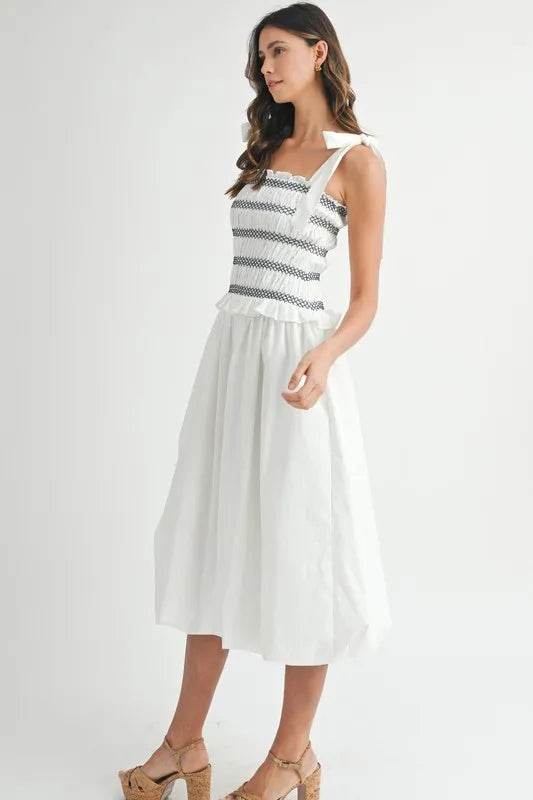 MABLE Smocked Bodice Bubble Midi Dress - Shop Style & More | Fresh Looks, Everyday Deals & Free Shipping