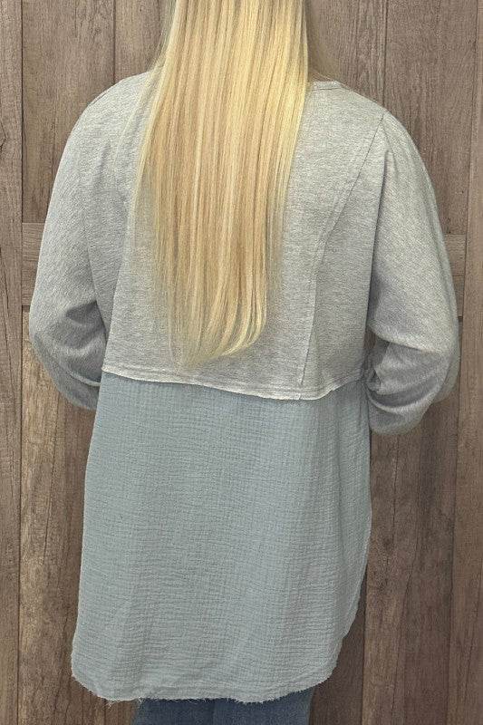 Dahlia Crinkle Splicing Raw Hem High Low Oversized - Shop Style & More | Fresh Looks, Everyday Deals & Free Shipping