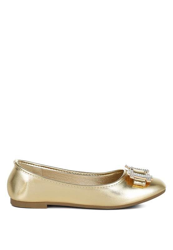Navik Rhinestone Buckle Metallic Ballerinas - Shop Style & More | Fresh Looks, Everyday Deals & Free Shipping