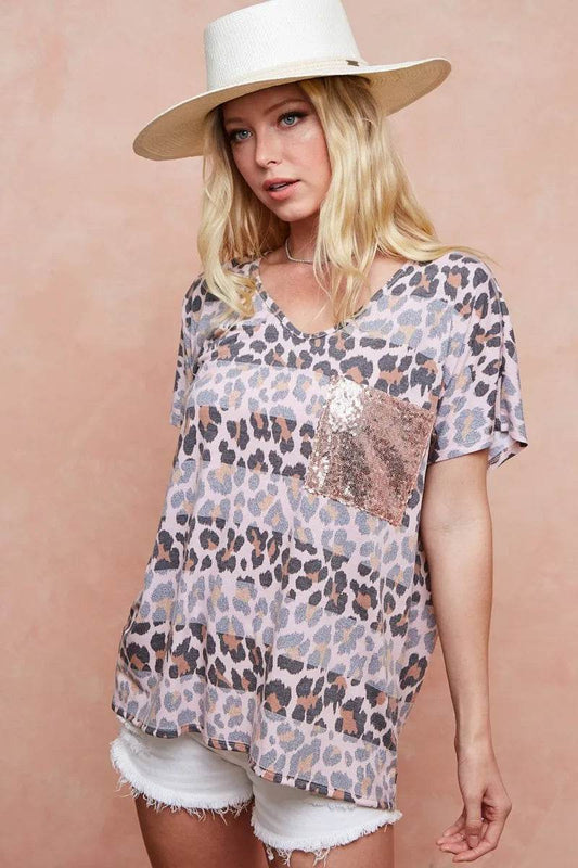 BiBi Leopard Stripe Printed Jersey T-Shirt - Shop Style & More | Fresh Looks, Everyday Deals & Free Shipping