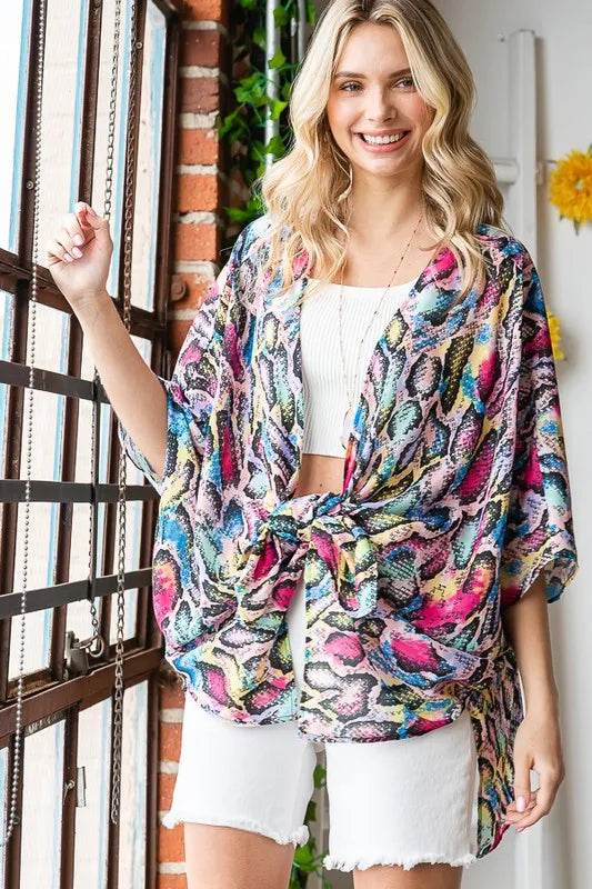 Heimish Full Size Multi Color Snake Open Cardigan Plus Size - Shop Style & More | Fresh Looks, Everyday Deals & Free Shipping