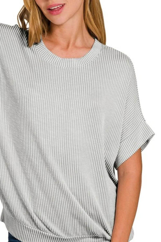 Zenana Corded Rib Short Sleeve T-Shirt - Shop Style & More | Fresh Looks, Everyday Deals & Free Shipping