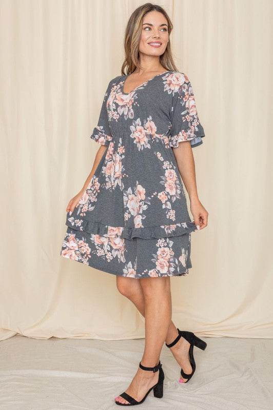 Floral V Neck Ruffle Dress - Shop Style & More | Fresh Looks, Everyday Deals & Free Shipping