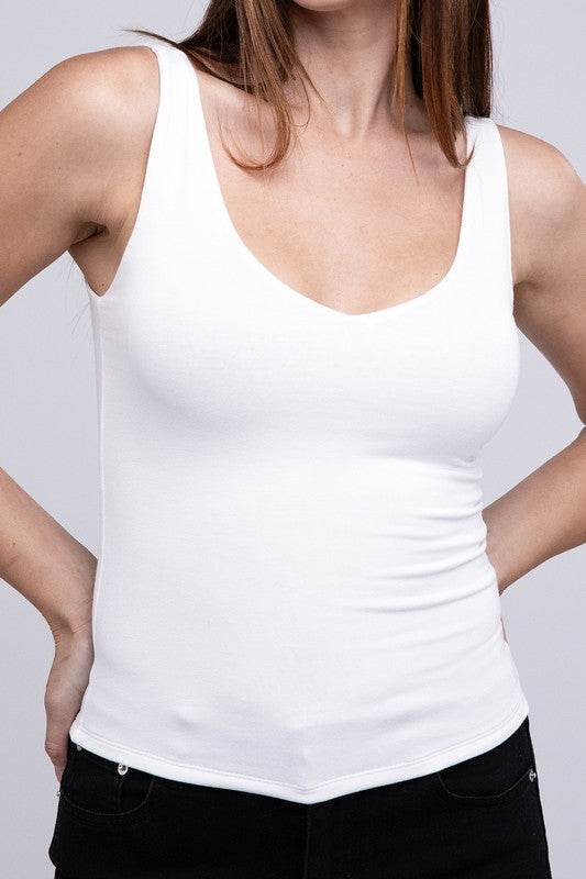 Premium Rayon Double Layered V-Neck Tank Top - Shop Style & More | Fresh Looks, Everyday Deals & Free Shipping