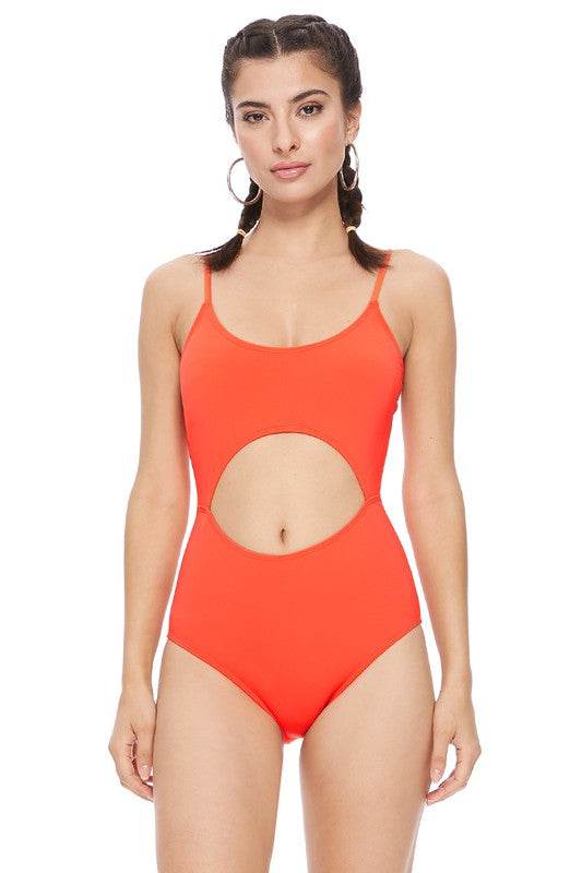SOLID CUTOUT ONE PIECE SWIMSUIT - Shop Style & More | Fresh Looks, Everyday Deals & Free Shipping