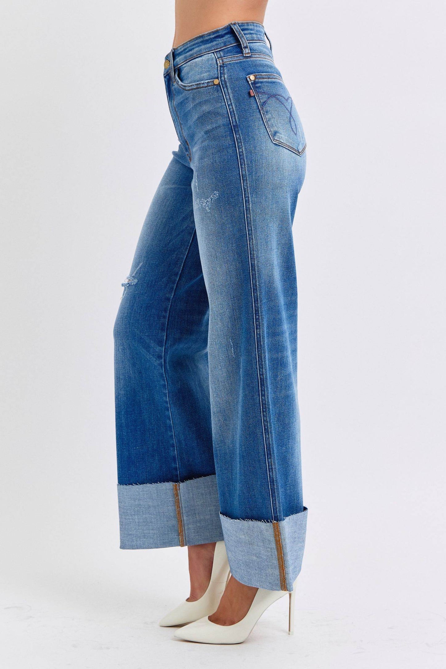 Judy Blue Full Size Distressed High Waist Wide Leg Jeans - Shop Style & More | Fresh Looks, Everyday Deals & Free Shipping