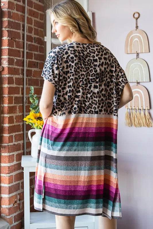 Heimish Full Size Animal Leopard and Stripe Open Cardigan Plus Size - Shop Style & More | Fresh Looks, Everyday Deals & Free Shipping