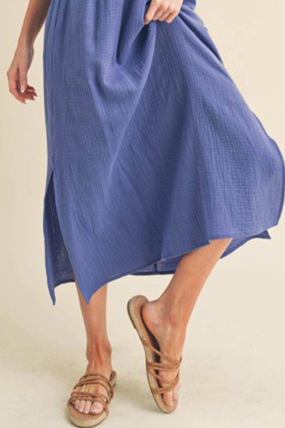 Aemi + Co Side Slit Round Neck Sleeveless Tank Dress - Shop Style & More | Fresh Looks, Everyday Deals & Free Shipping