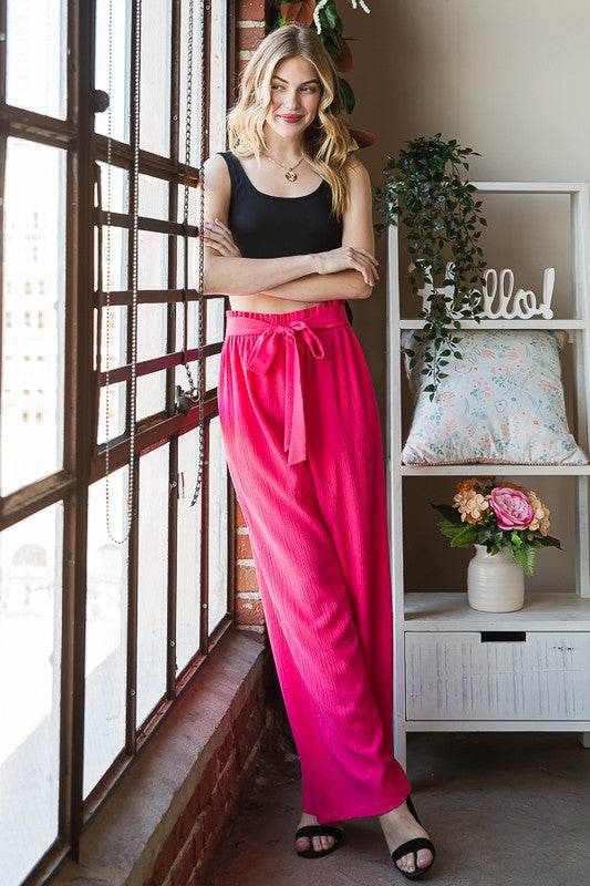 Heimish Full Size Front Tie Pants with Paperbag Waistband Plus Size - Shop Style & More | Fresh Looks, Everyday Deals & Free Shipping