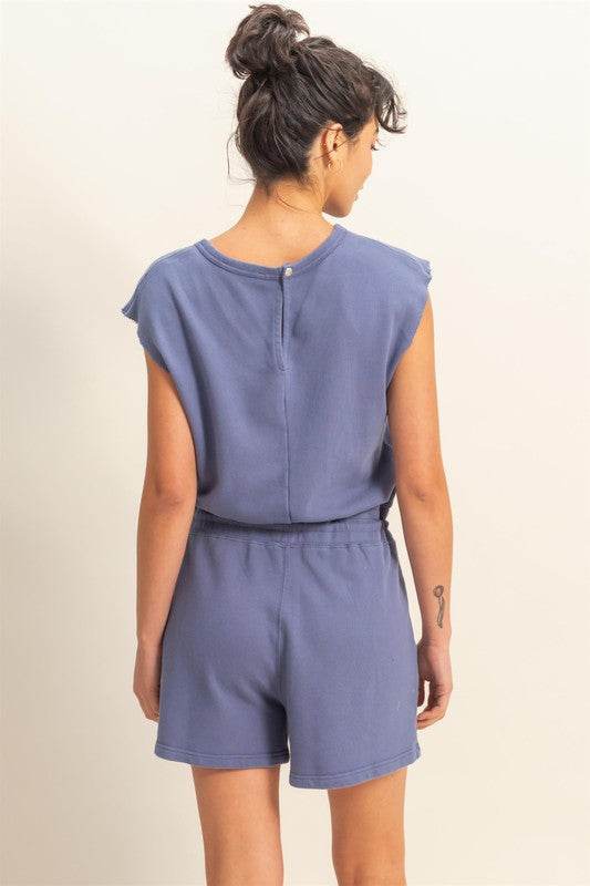 HYFVE Round Neck Cap Sleeve Drawstring Waist Romper - Shop Style & More | Fresh Looks, Everyday Deals & Free Shipping