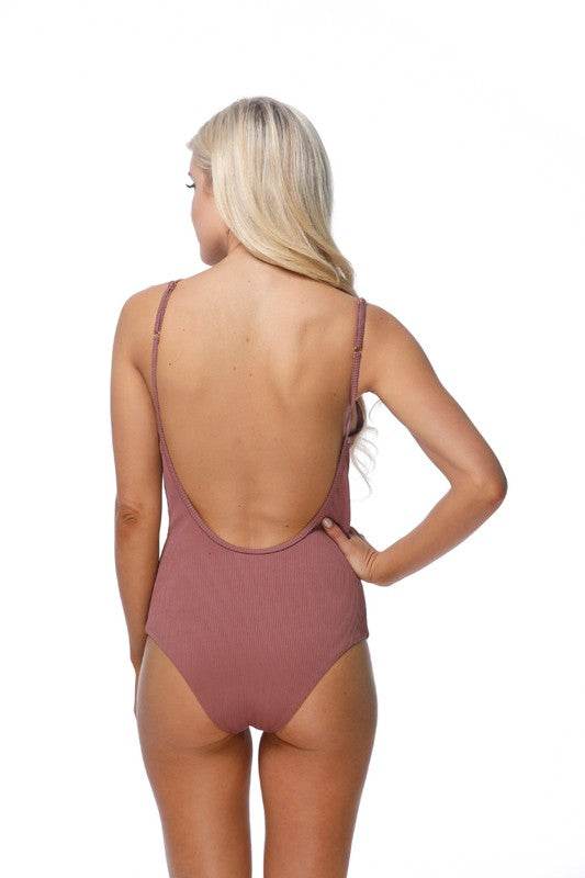 SOLID RIPPBED ONE PIECE SWIMSUIT WITH BUTTON - Shop Style & More | Fresh Looks, Everyday Deals & Free Shipping