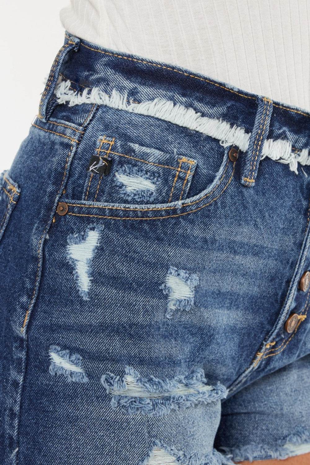 Kancan Distressed Button Fly Denim Shorts - Shop Style & More | Fresh Looks, Everyday Deals & Free Shipping