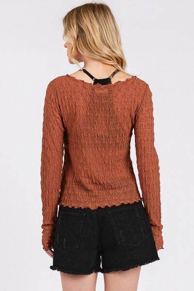 Mittoshop Lettuce Hem Boat Neck Long Sleeve Blouse - Shop Style & More | Fresh Looks, Everyday Deals & Free Shipping