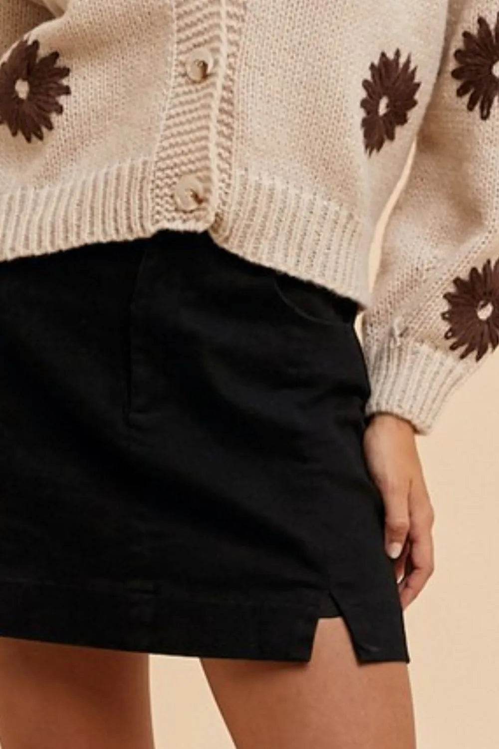 Annie Wear Comfort Stretch Cotton Slit Detailed Mini Skirt - Shop Style & More | Fresh Looks, Everyday Deals & Free Shipping
