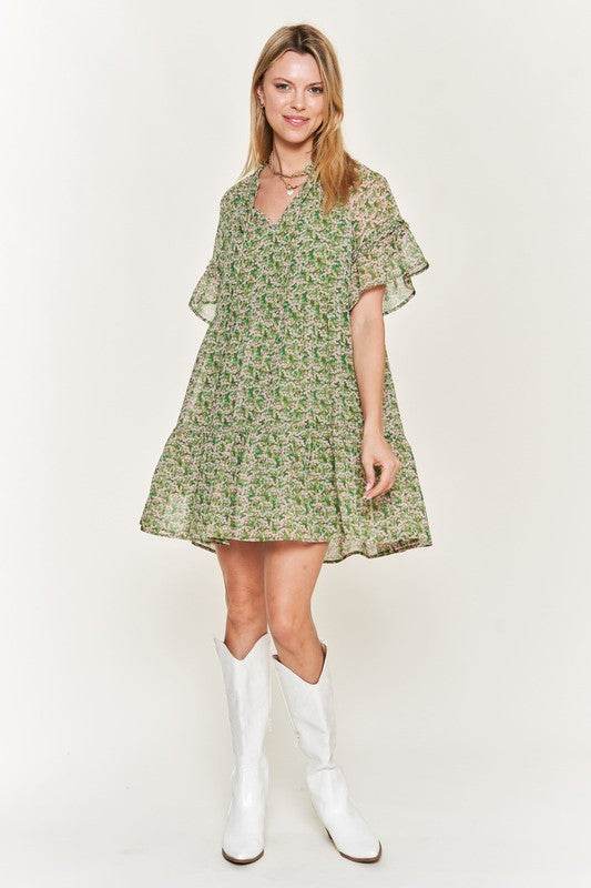 Floral print v-neck mini dress JBJ1054-1 - Shop Style & More | Fresh Looks, Everyday Deals & Free Shipping