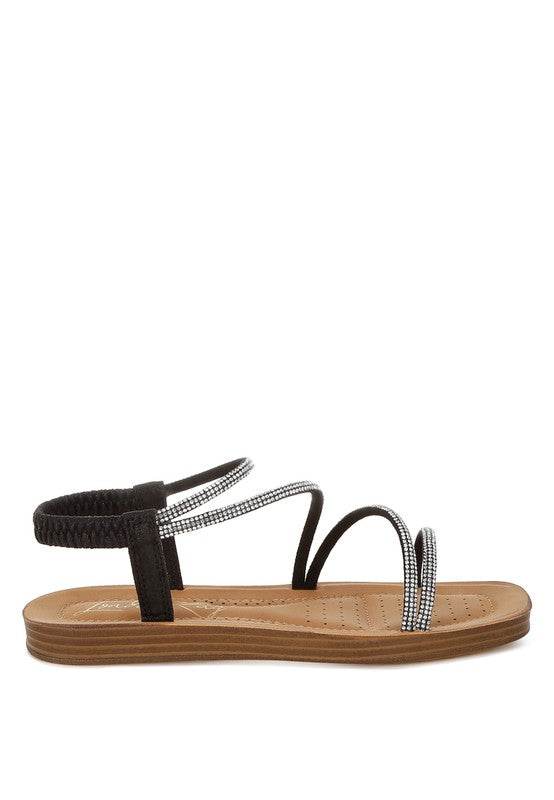 Ridayne Rhinestones Embellished Strappy Flats - Shop Style & More | Fresh Looks, Everyday Deals & Free Shipping
