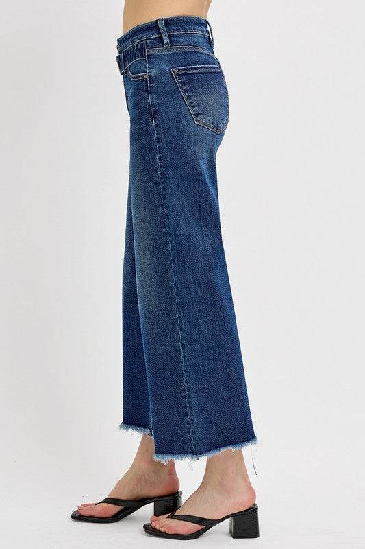 RISEN Raw Hem Wide Leg Attached Buckle Jeans - Shop Style & More | Fresh Looks, Everyday Deals & Free Shipping