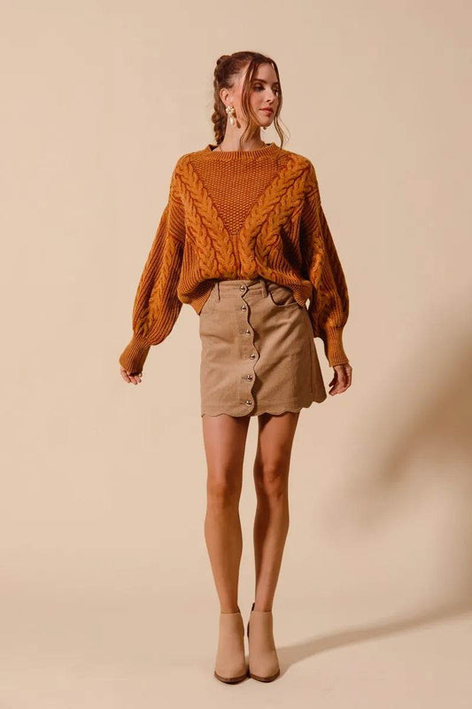 SO ME Scallop Buttoned Front Corduroy Mini Skirt - Shop Style & More | Fresh Looks, Everyday Deals & Free Shipping