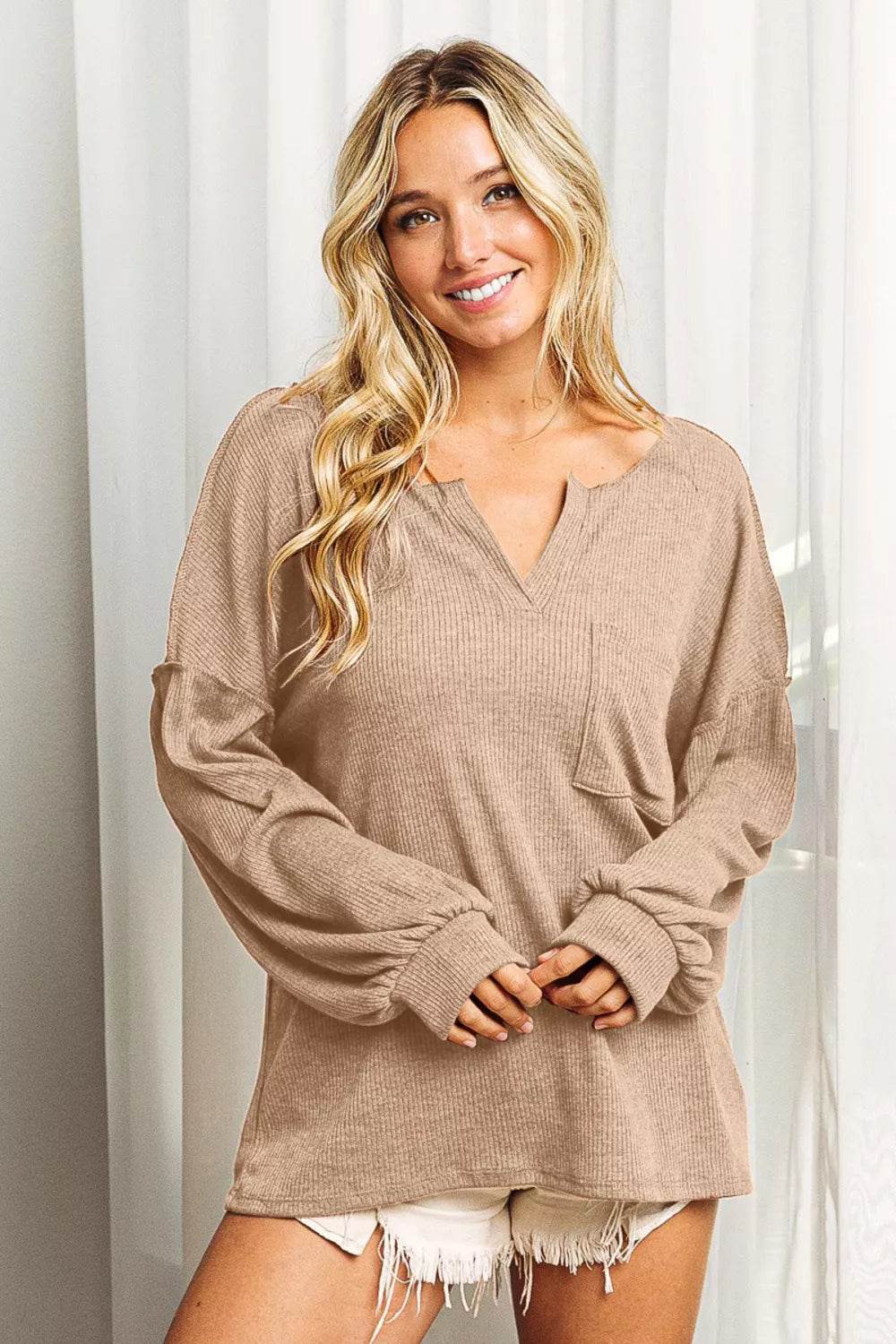 BiBi Exposed Seam Long Sleeve Top - Shop Style & More | Fresh Looks, Everyday Deals & Free Shipping