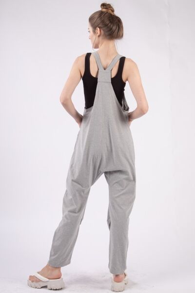VERY J Plunge Sleeveless Jumpsuit with Pockets Jumpsuits