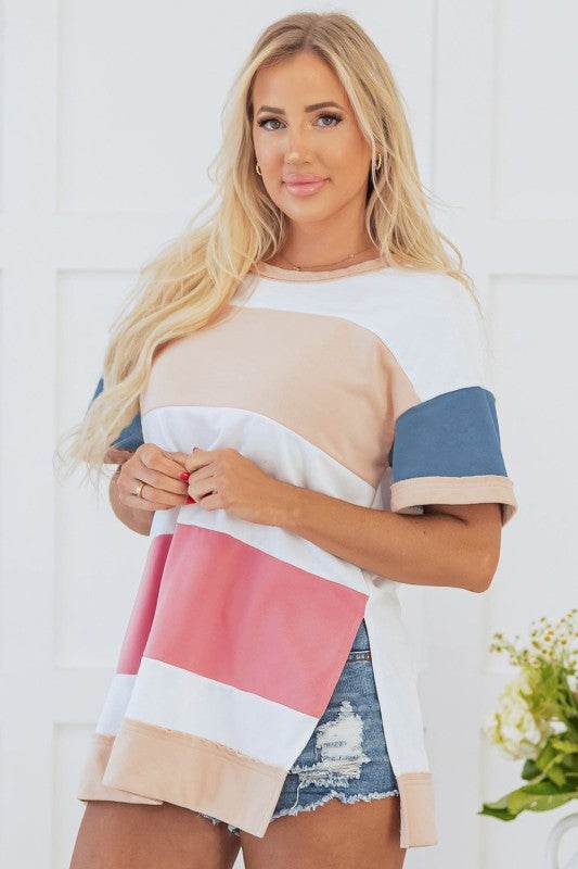 Kensley Patchwork Side Split Tunic Top - Shop Style & More | Fresh Looks, Everyday Deals & Free Shipping
