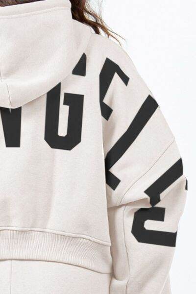 American Bazi Letter Graphic Long Sleeve Drawstring Cropped Hoodie - Shop Style & More | Fresh Looks, Everyday Deals & Free Shipping