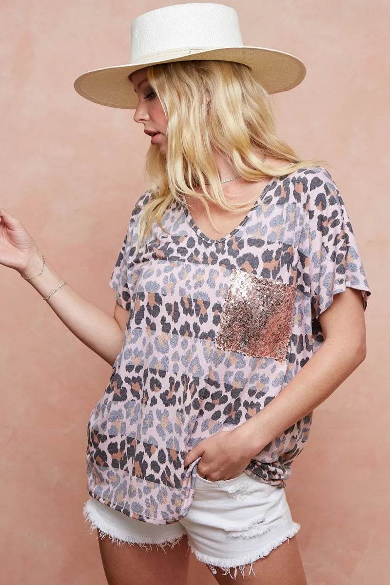 BiBi Leopard Stripe Printed Jersey T-Shirt - Shop Style & More | Fresh Looks, Everyday Deals & Free Shipping