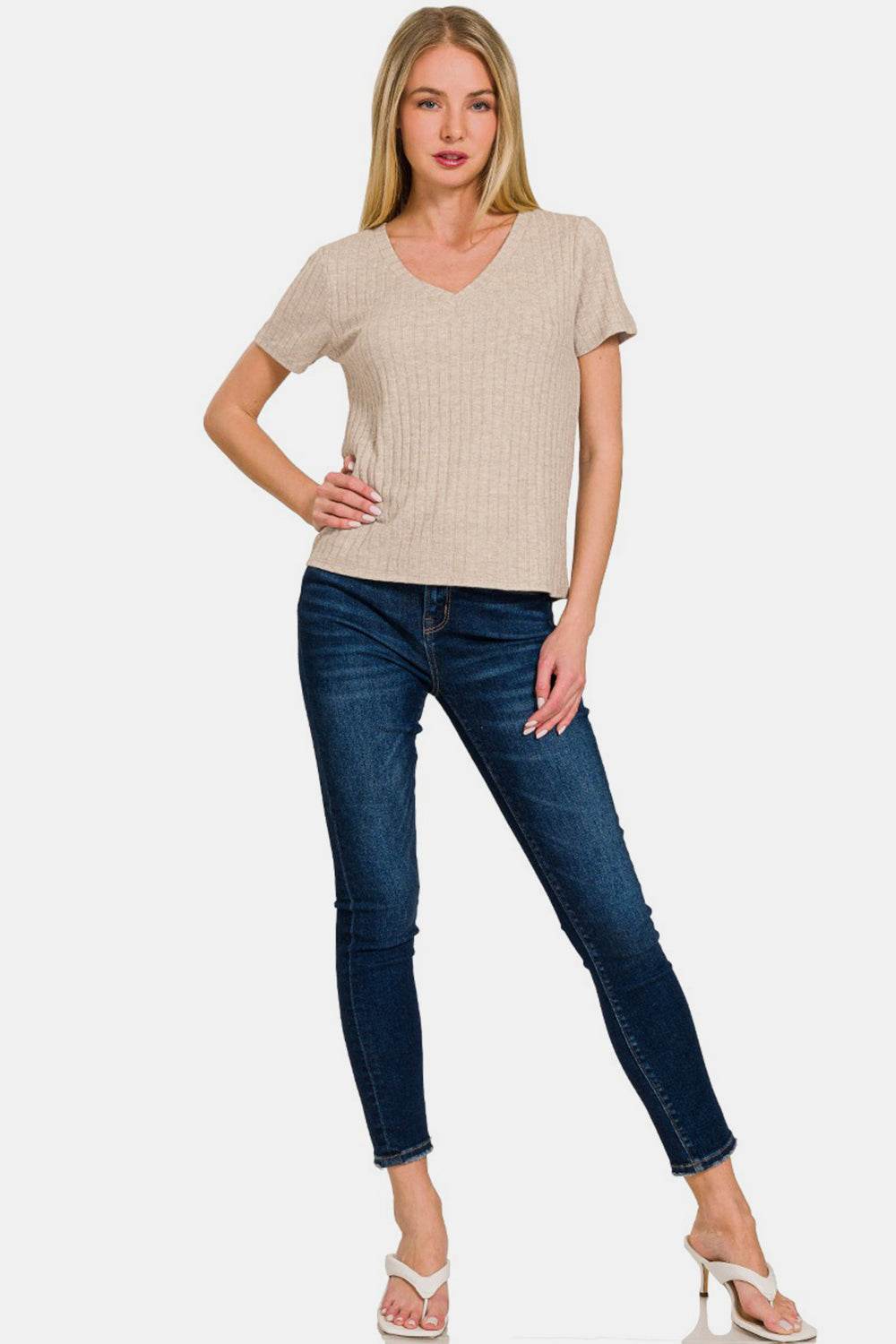 Zenana Ribbed Short Sleeve T-Shirt - Shop Style & More | Fresh Looks, Everyday Deals & Free Shipping