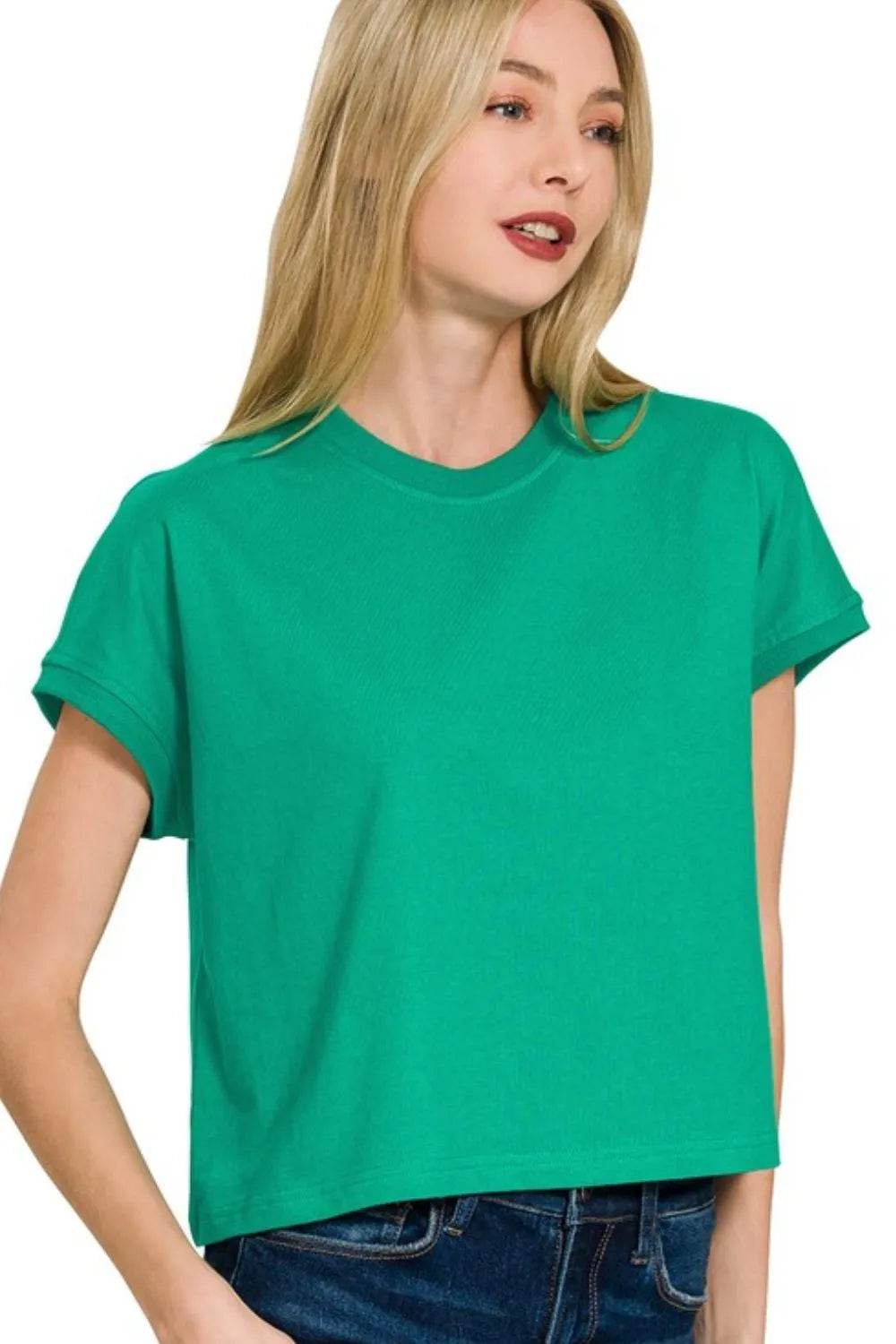 Zenana Premium Cotton Relaxed Crop Tee - Shop Style & More | Fresh Looks, Everyday Deals & Free Shipping
