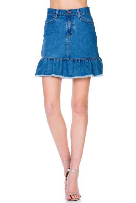 High Waisted A-line Ruffle Hem Denim Skirt - Shop Style & More | Fresh Looks, Everyday Deals & Free Shipping