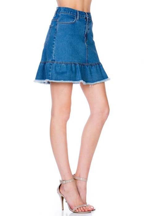 High Waisted A-line Ruffle Hem Denim Skirt - Shop Style & More | Fresh Looks, Everyday Deals & Free Shipping