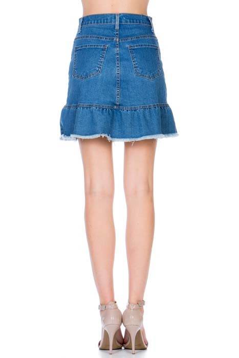 High Waisted A-line Ruffle Hem Denim Skirt - Shop Style & More | Fresh Looks, Everyday Deals & Free Shipping