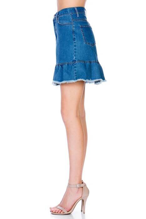 High Waisted A-line Ruffle Hem Denim Skirt - Shop Style & More | Fresh Looks, Everyday Deals & Free Shipping