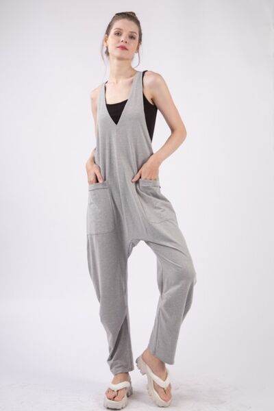 VERY J Plunge Sleeveless Jumpsuit with Pockets - Shop Style & More | Fresh Looks, Everyday Deals & Free Shipping
