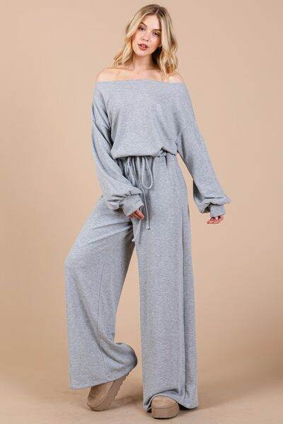 Ces Femme Boat Neck Long Sleeve Jumpsuit with Drawstring Detail - Shop Style & More | Fresh Looks, Everyday Deals & Free Shipping